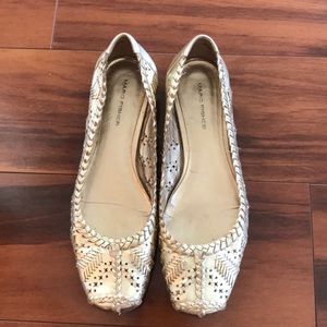Marc Fisher Gold Crochet Flats